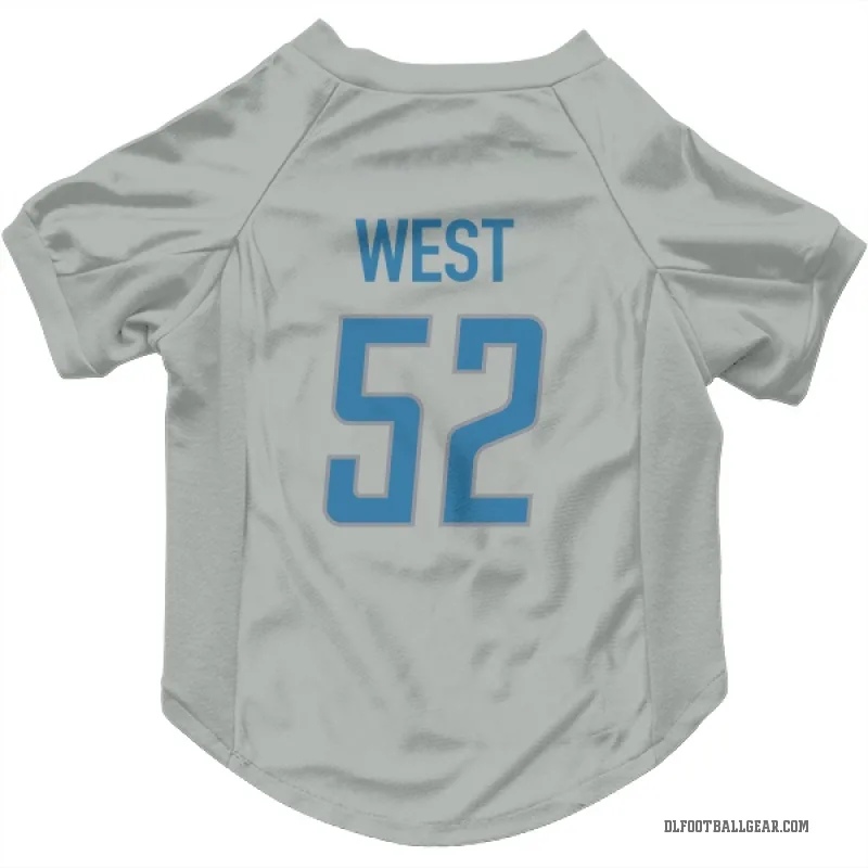 Tyre West  Detroit Lions   Silver Cat & Dog Pet Jersey