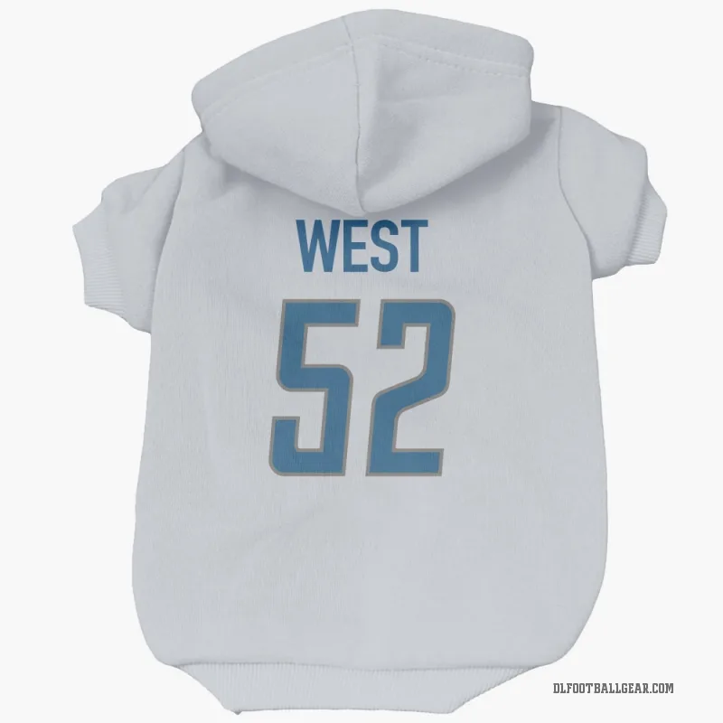 Tyre West  White Detroit Lions  Cat & Dog Pet Hoodie