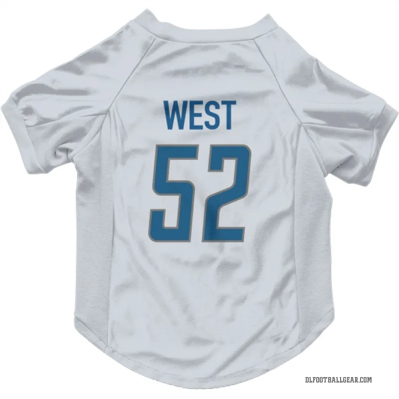Tyre West  White Detroit Lions  Cat & Dog Pet Jersey