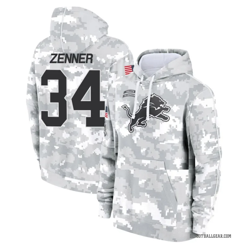 Zach Zenner Men's Camo Detroit Lions Arctic 2024 Salute to Service Club Fleece Pullover Hoodie