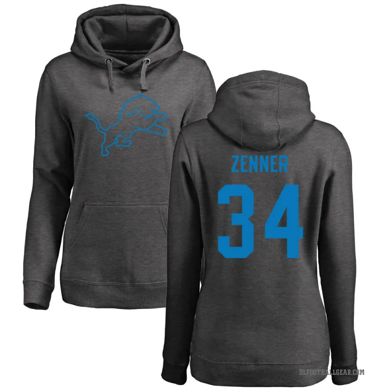 Zach Zenner Women's Detroit Lions Pro Line by Branded Ash One Color Pullover Hoodie